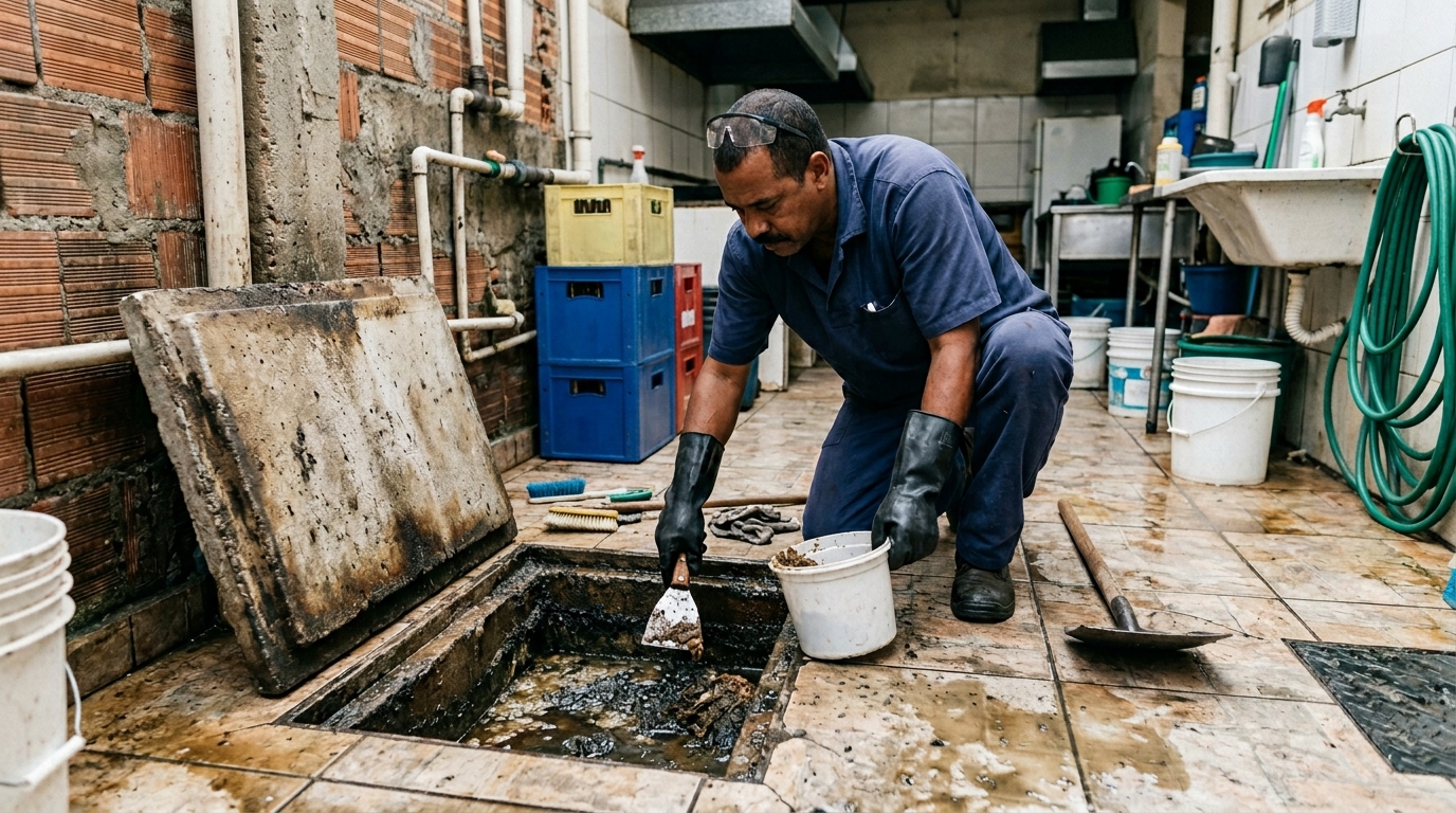 Limpeza de caixa de gordura residencial em Natal-RN
